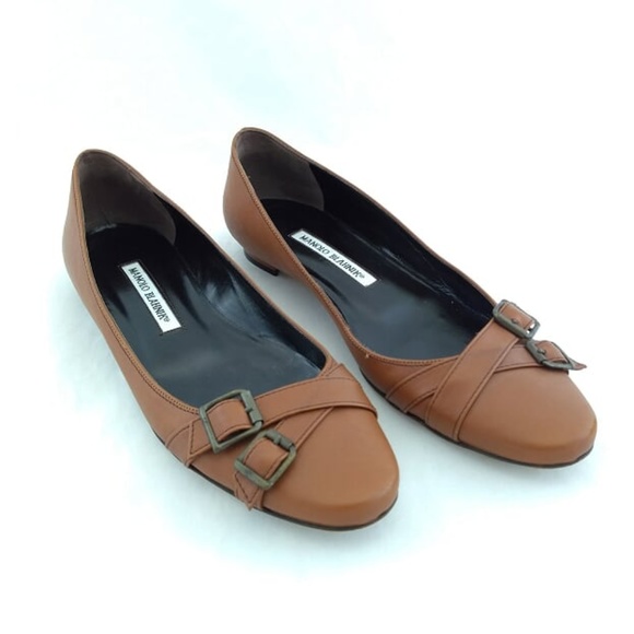 Manolo Blahnik Shoes - Manolo Blahnik 36.5 Ballet Flats Brown Leather